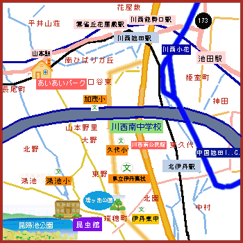 兵庫県　川西市立　川西南中学校　周辺地図